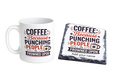 Coffee Mug & Slate Coaster Gift Set – "Coffee Because Punching People Is Frowned Upon"