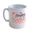 Happy Birthday Personalised Mug - Pink Floral Crown