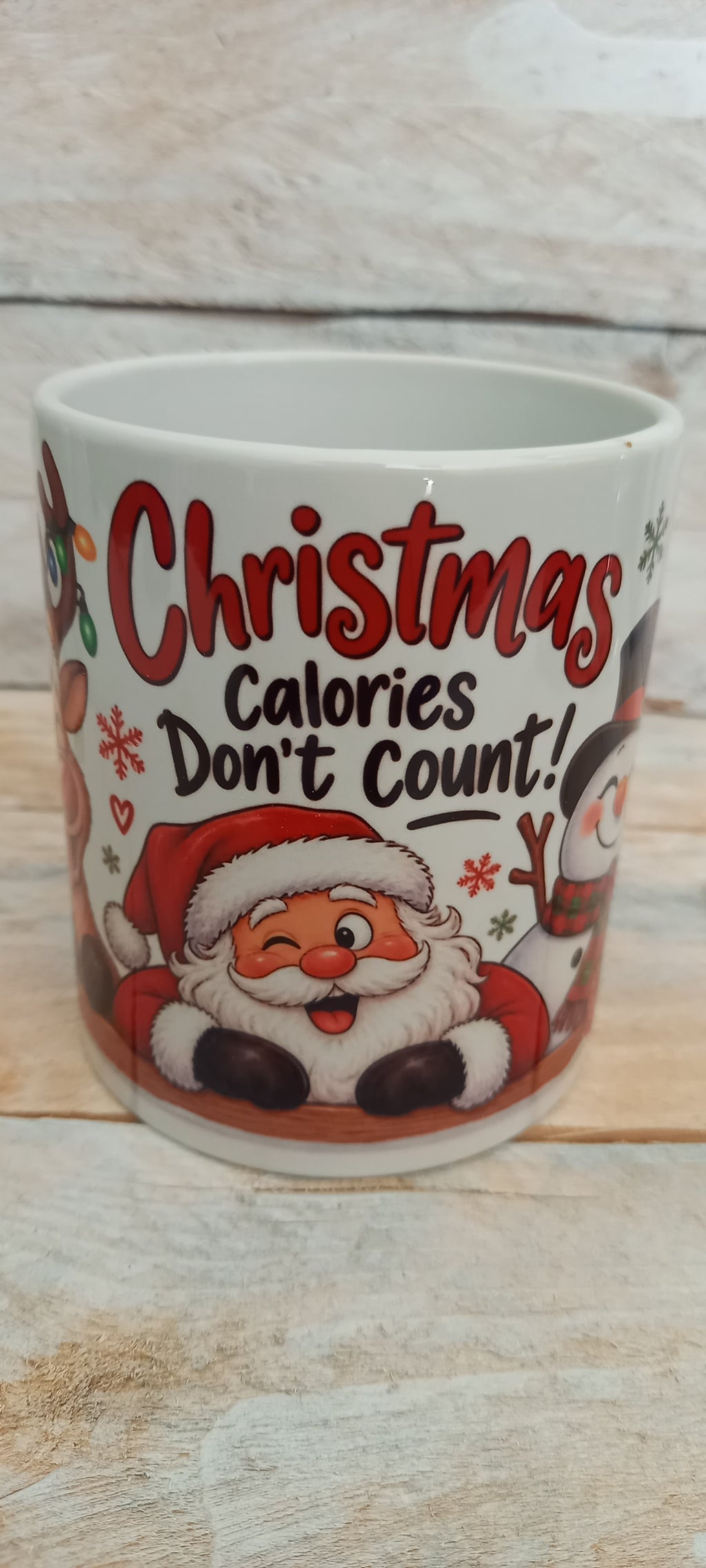 Christmas Calories Don't Count Mug - front with Santa