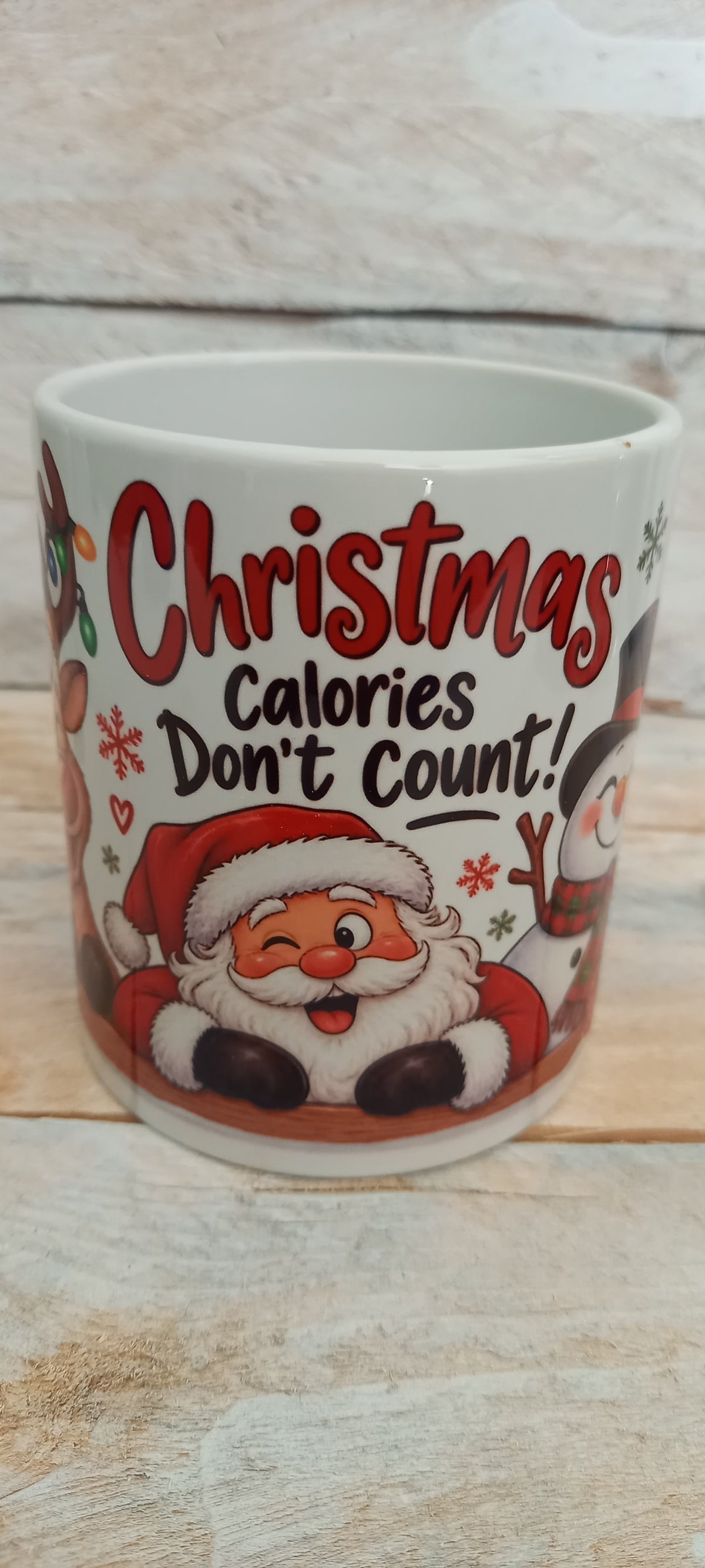 Christmas Calories Don't Count Mug - front with Santa