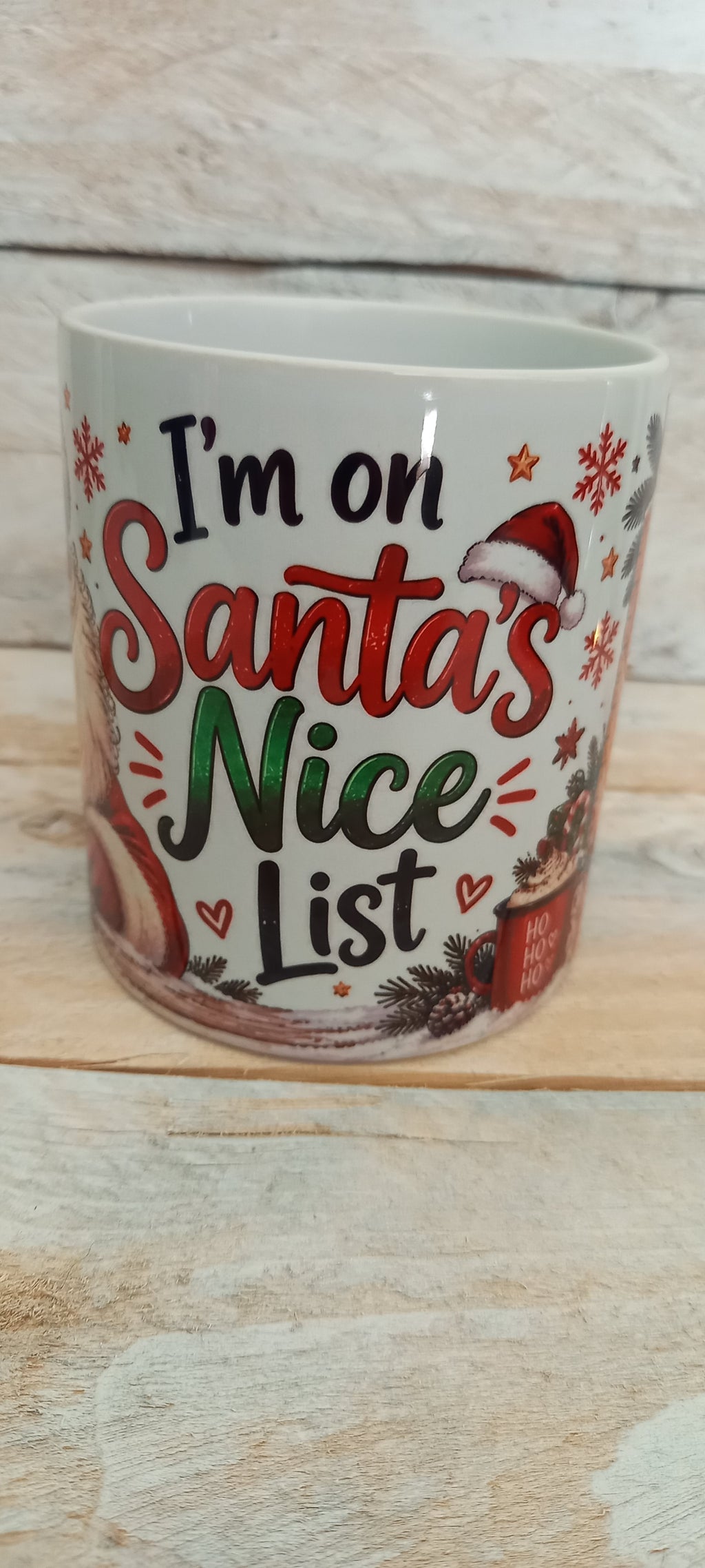 I'm on Santa's Nice List Christmas Mug - nice list checklist side
