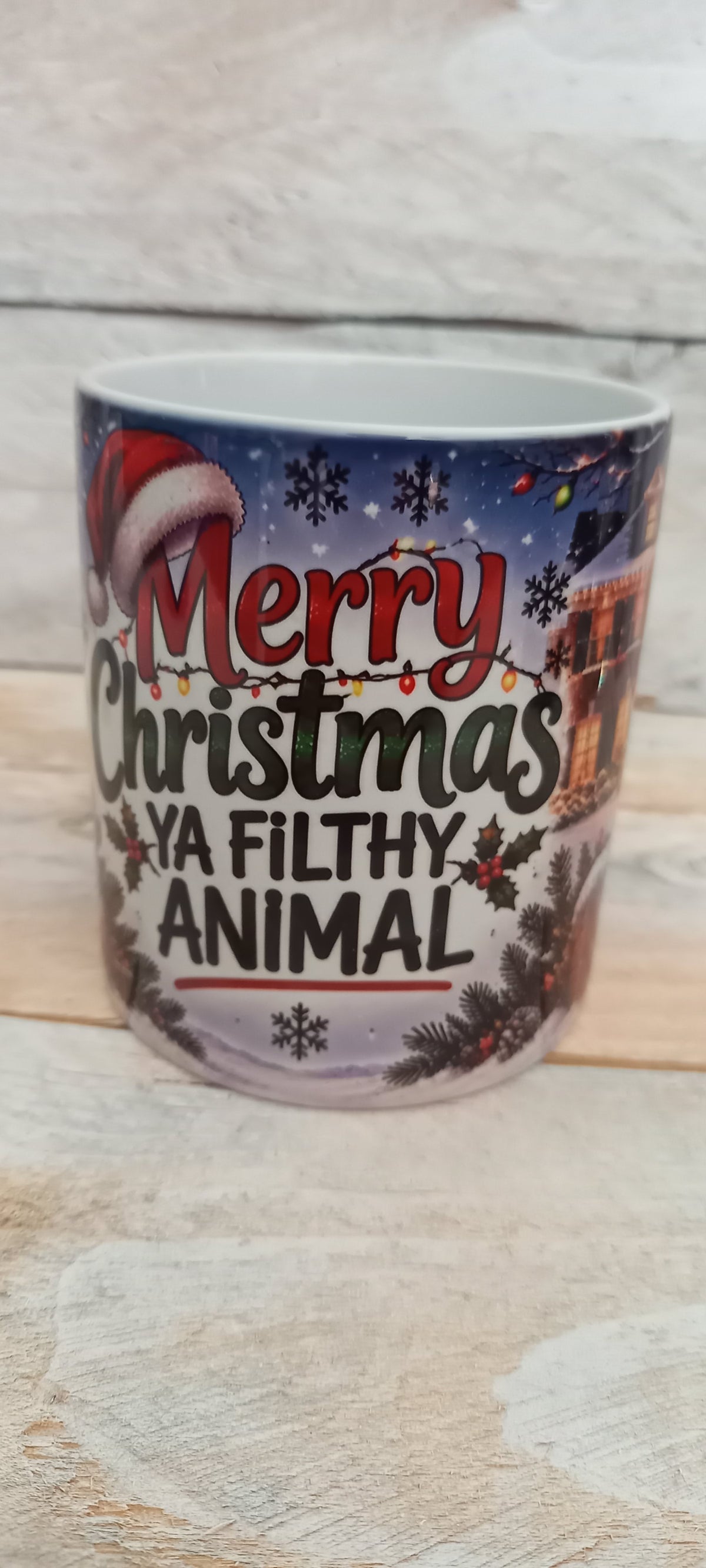 Merry Christmas Ya Filthy Animal Mug - front view