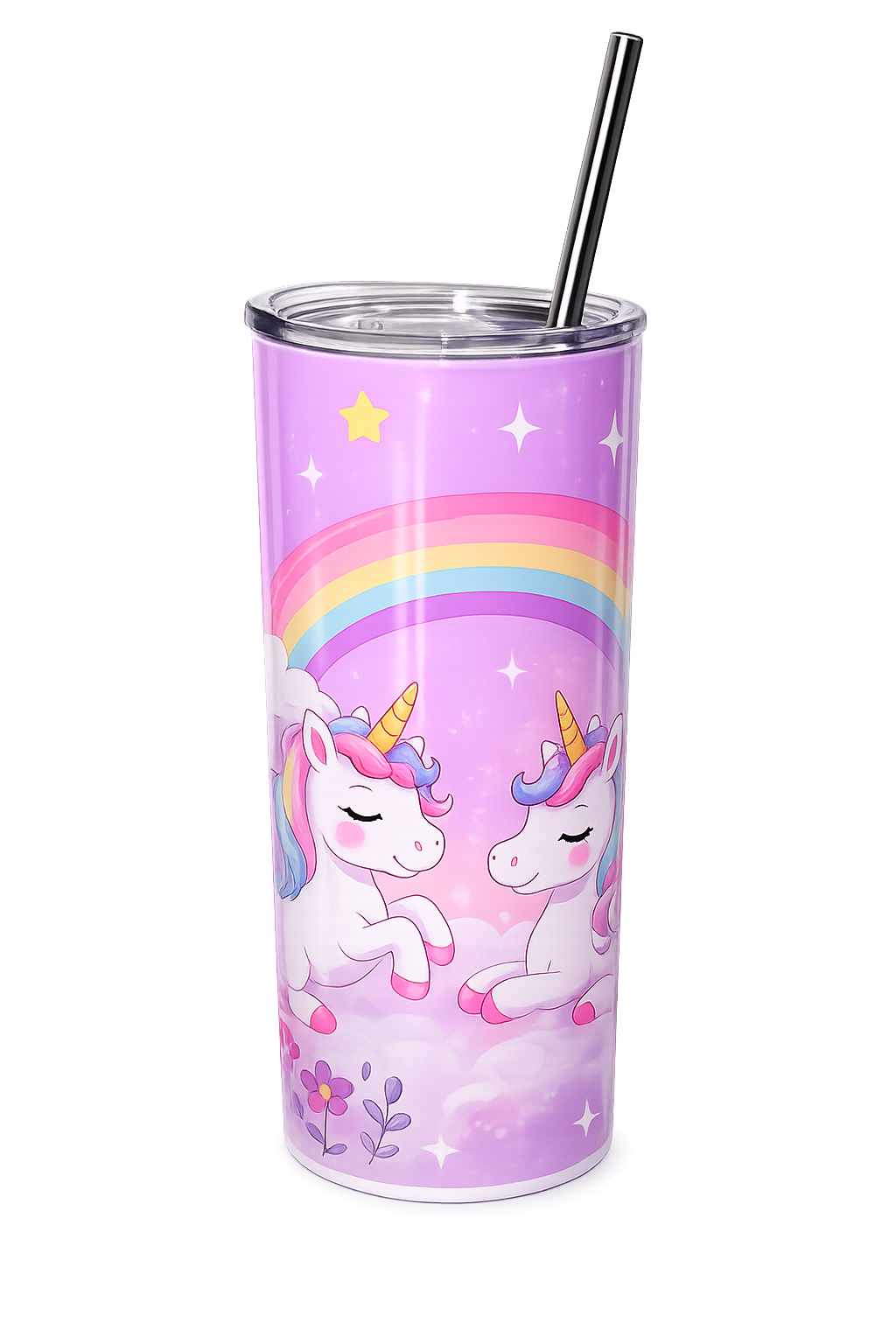 Personalised Unicorn Skinny Tumbler with Straw
