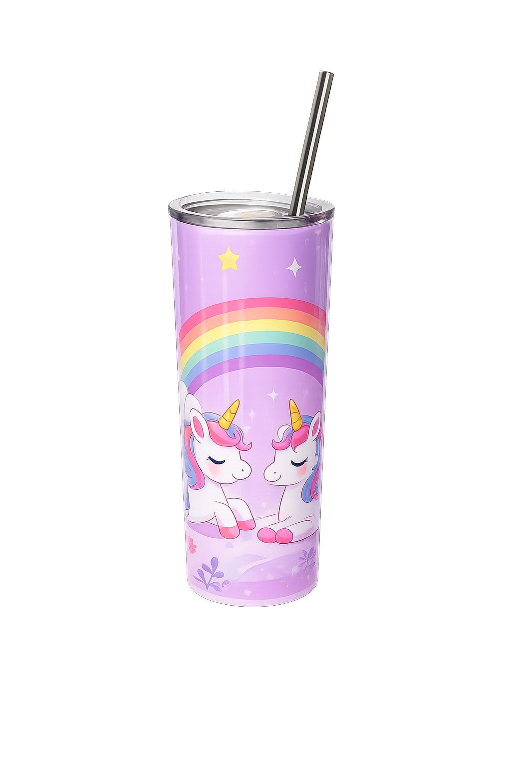 Personalised Unicorn Skinny Tumbler with Straw