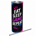 Eat Sleep Game Repeat Gaming Skinny Tumbler with Straw