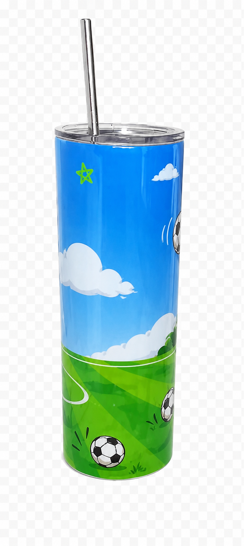 Personalised Football Skinny Tumbler with Straw