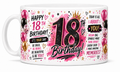Happy 18th birthday mug pink and black design for her