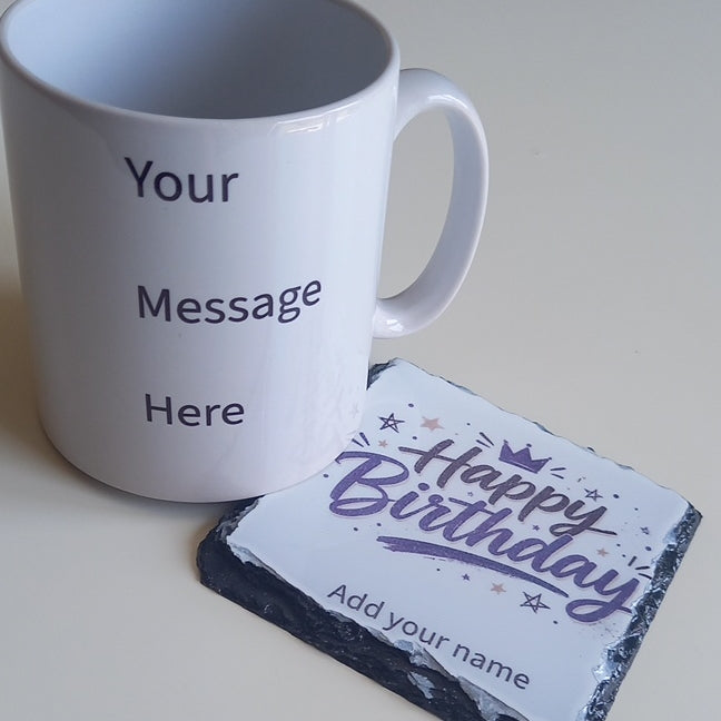 Happy birthday mug and coaster