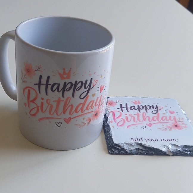 Happy Birthday Mug and Coaster Set