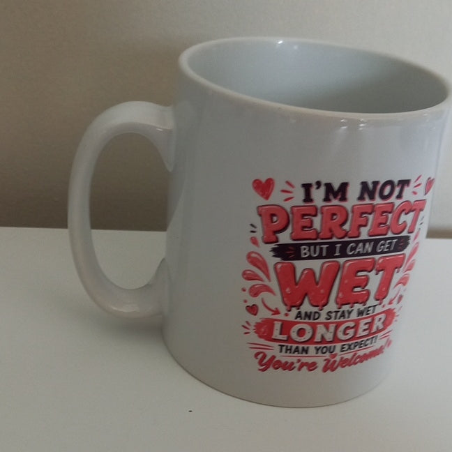 I'm Not Perfect But I Can Get Wet Mug - angled view