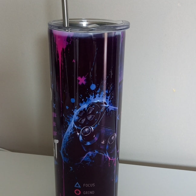 Eat Sleep Game Repeat gaming tumbler - front view