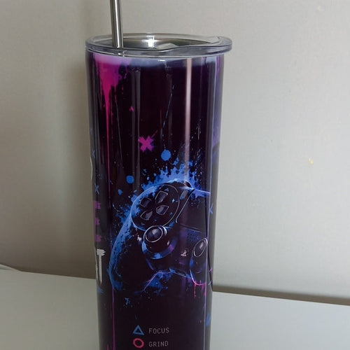 Eat Sleep Game Repeat gaming tumbler - front view