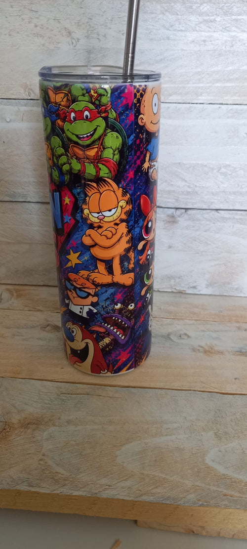 90s Cartoon Vibes Tumbler - side view