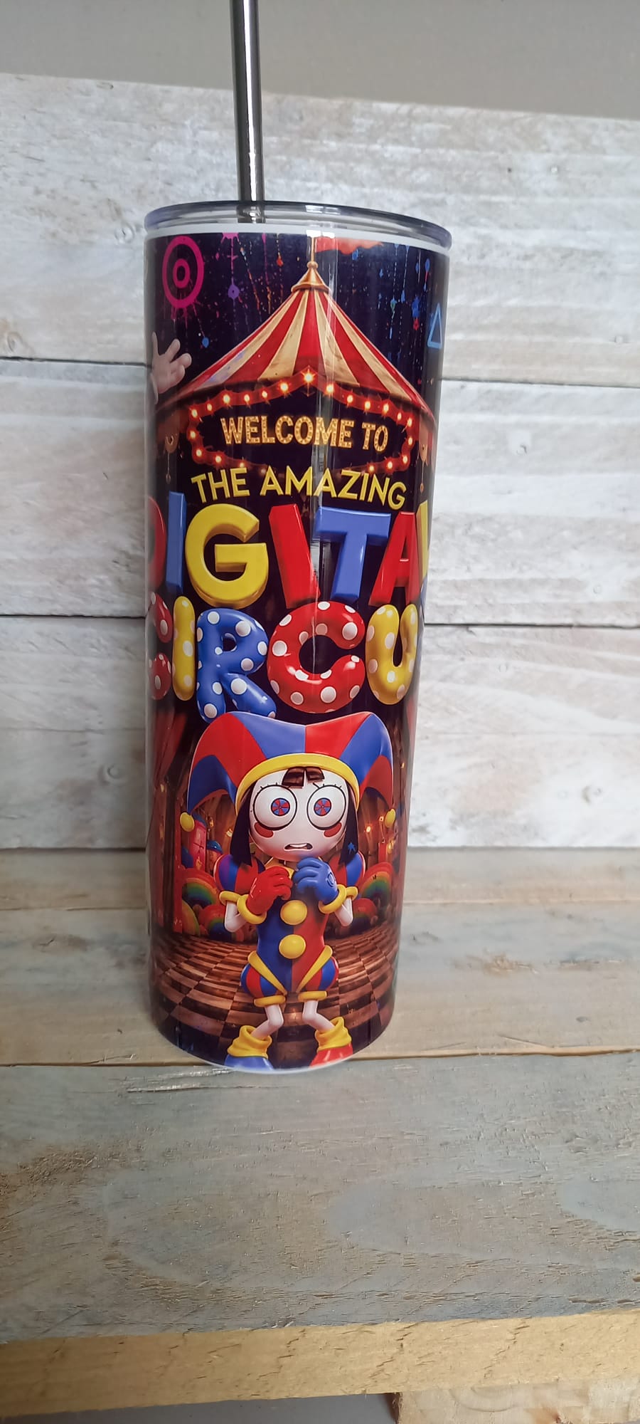 The Amazing Digital Circus tumbler - side view