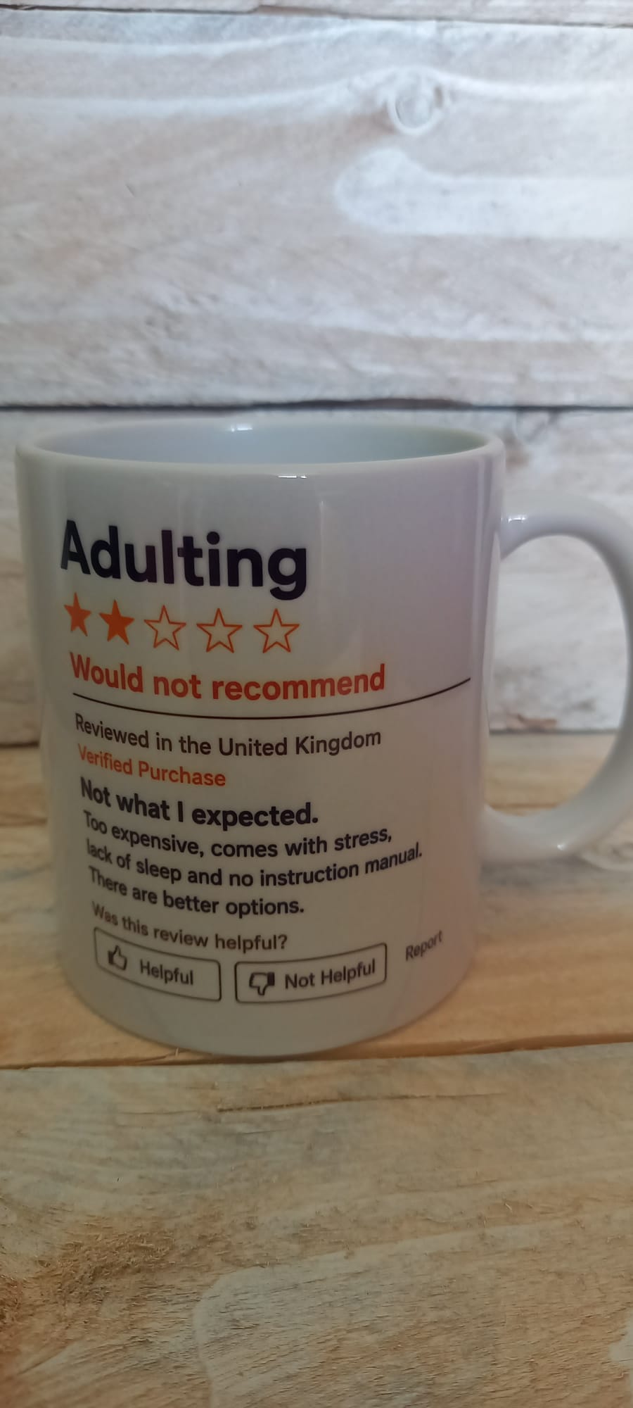 Adulting mug – Would Not Recommend, funny personalised ceramic mug