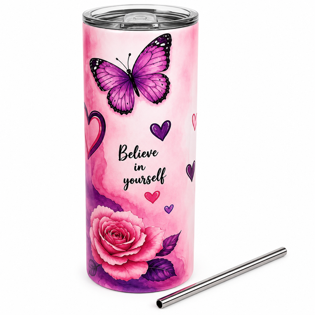 Inspirational Skinny Tumbler with Straw