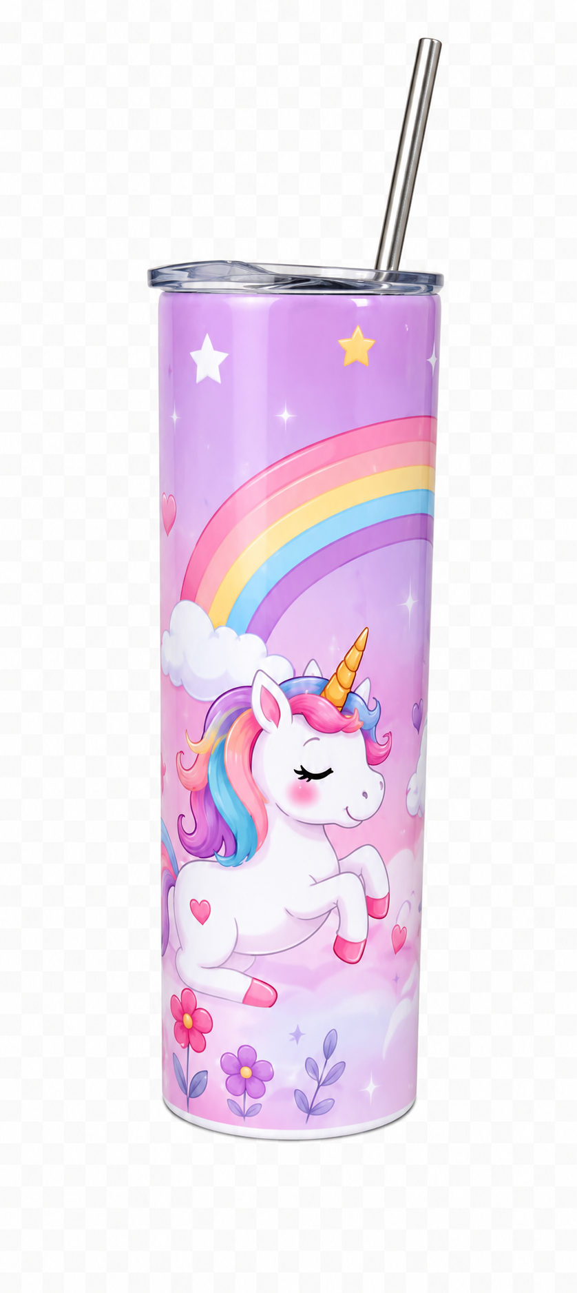 Personalised Unicorn Skinny Tumbler with Straw
