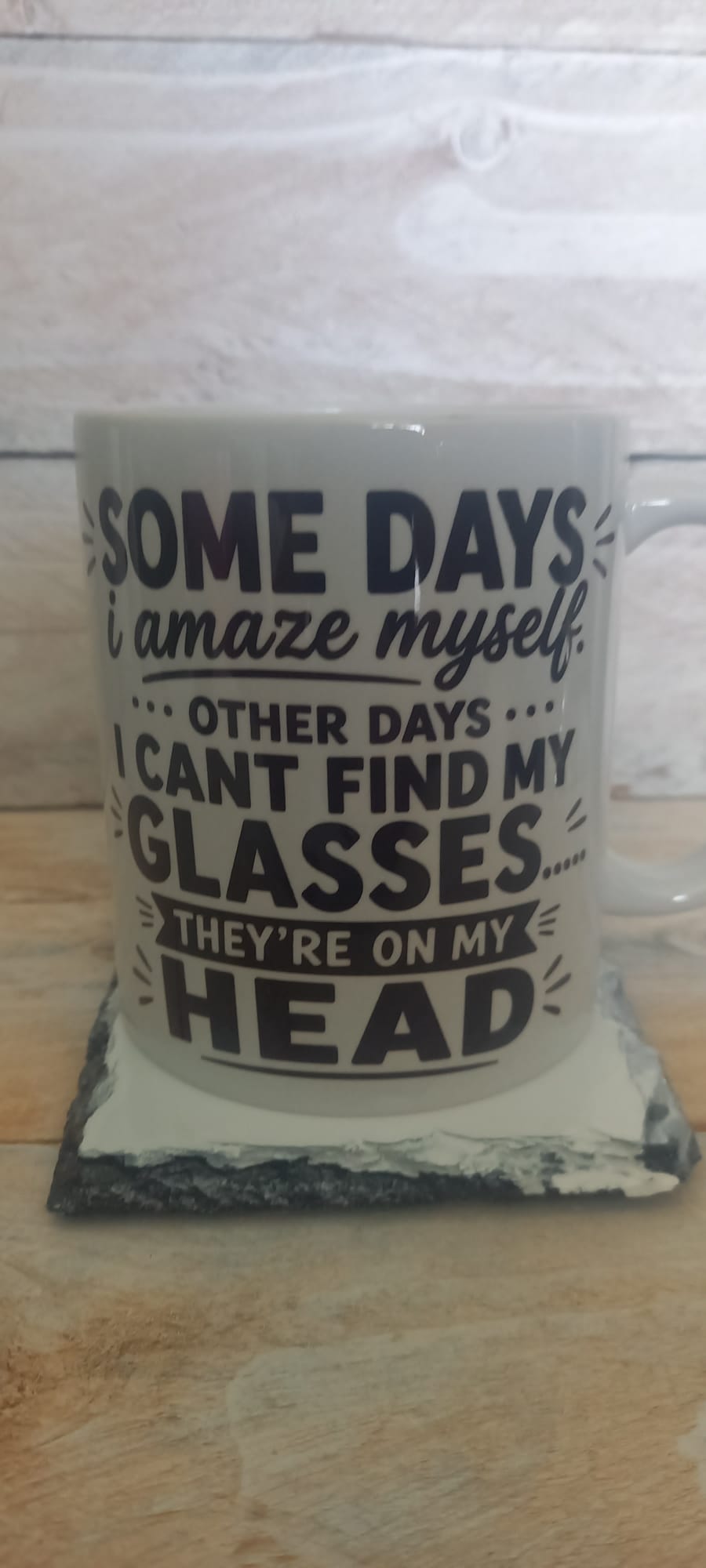 Some Days I Amaze Myself funny ceramic mug - angled view
