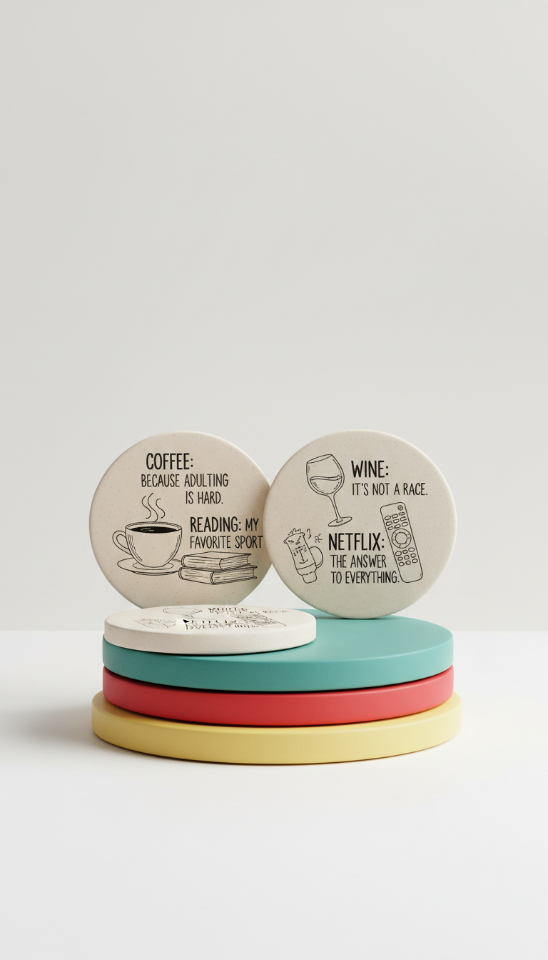 Witty Cork-Back Coaster Set