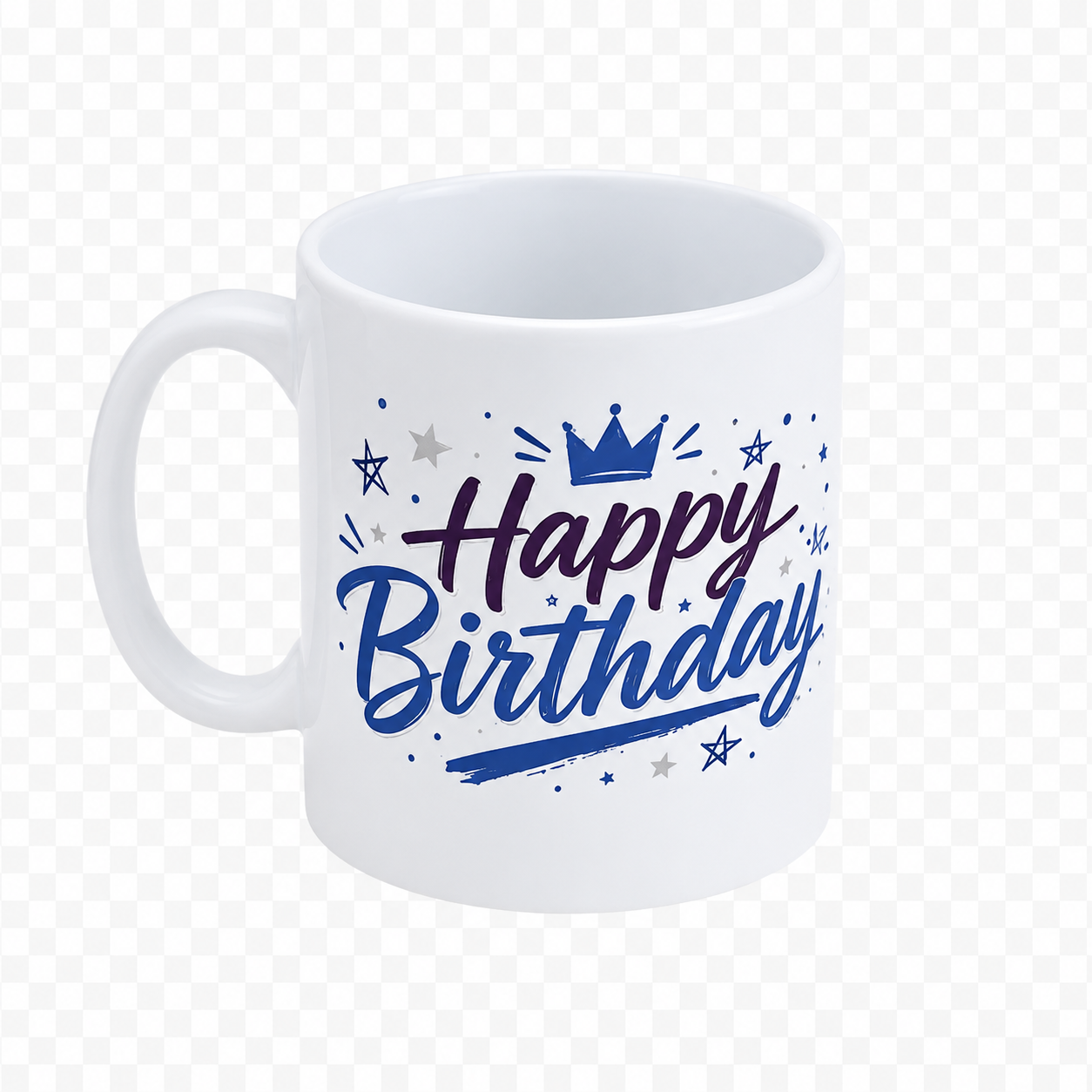 Happy Birthday Personalised Mug - Blue Crown