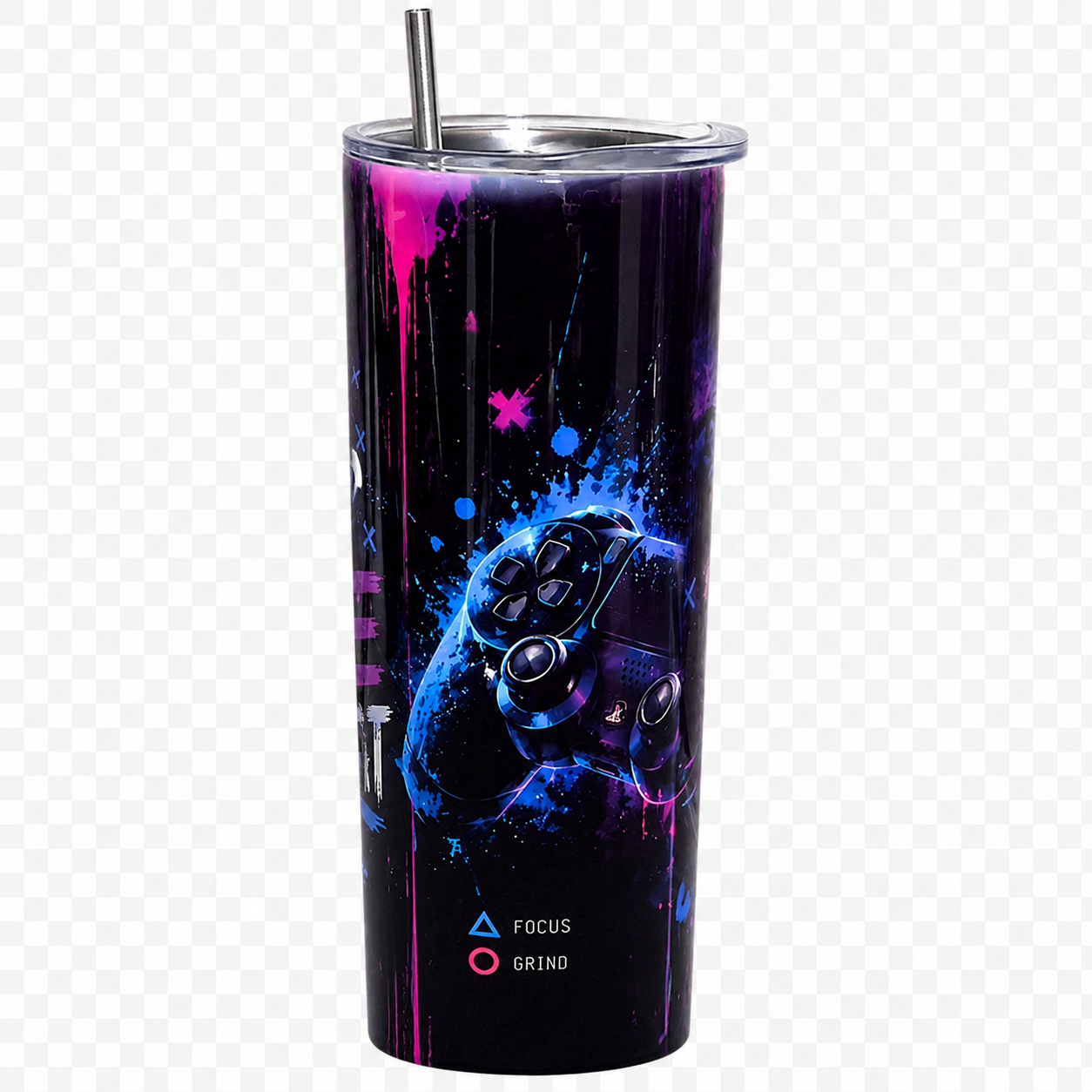 Eat Sleep Game Repeat Gaming Skinny Tumbler with Straw
