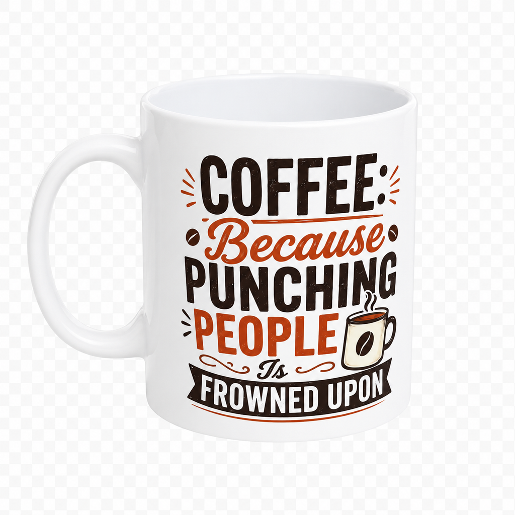 Personalised Mug - Coffee Because Punching People Is Frowned Upon
