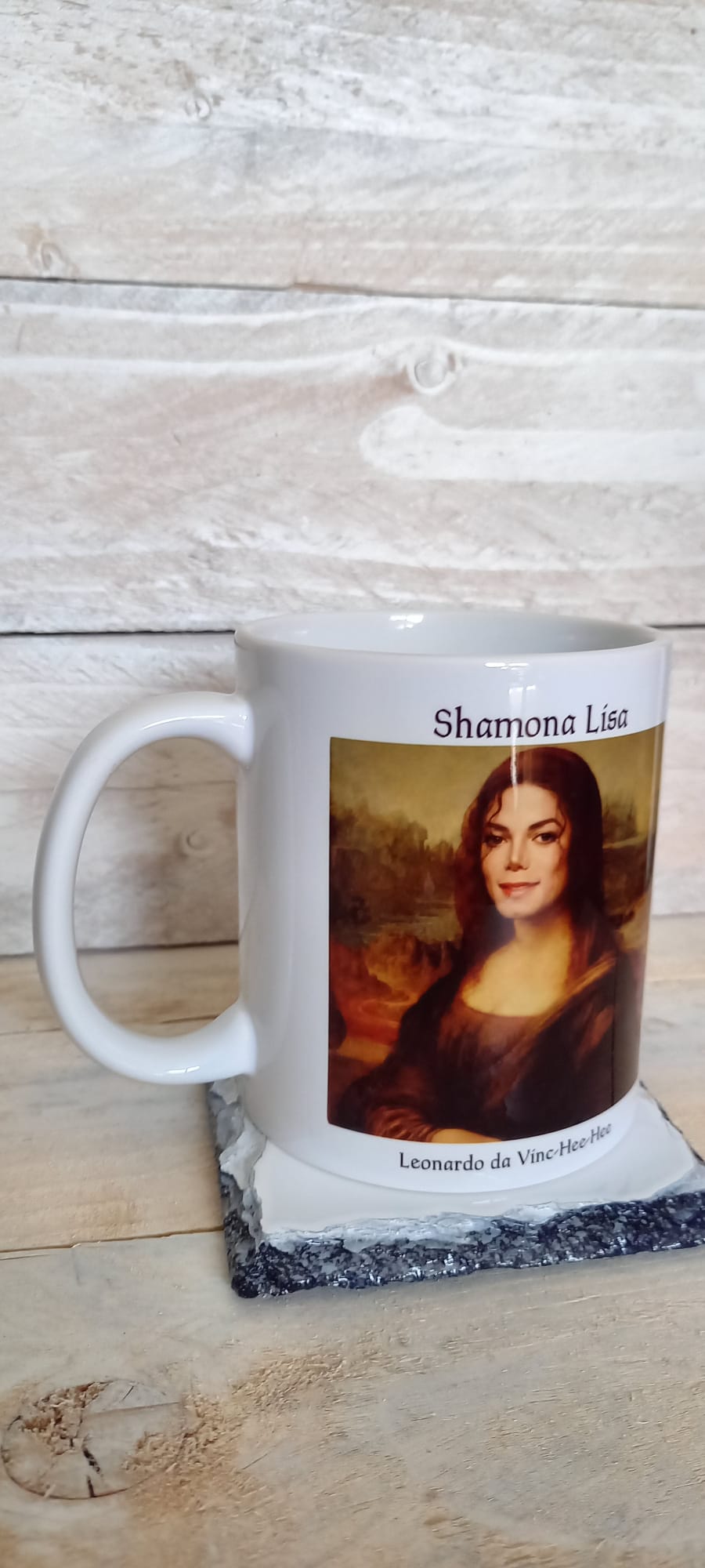 Shamona Lisa mug side view showing full design