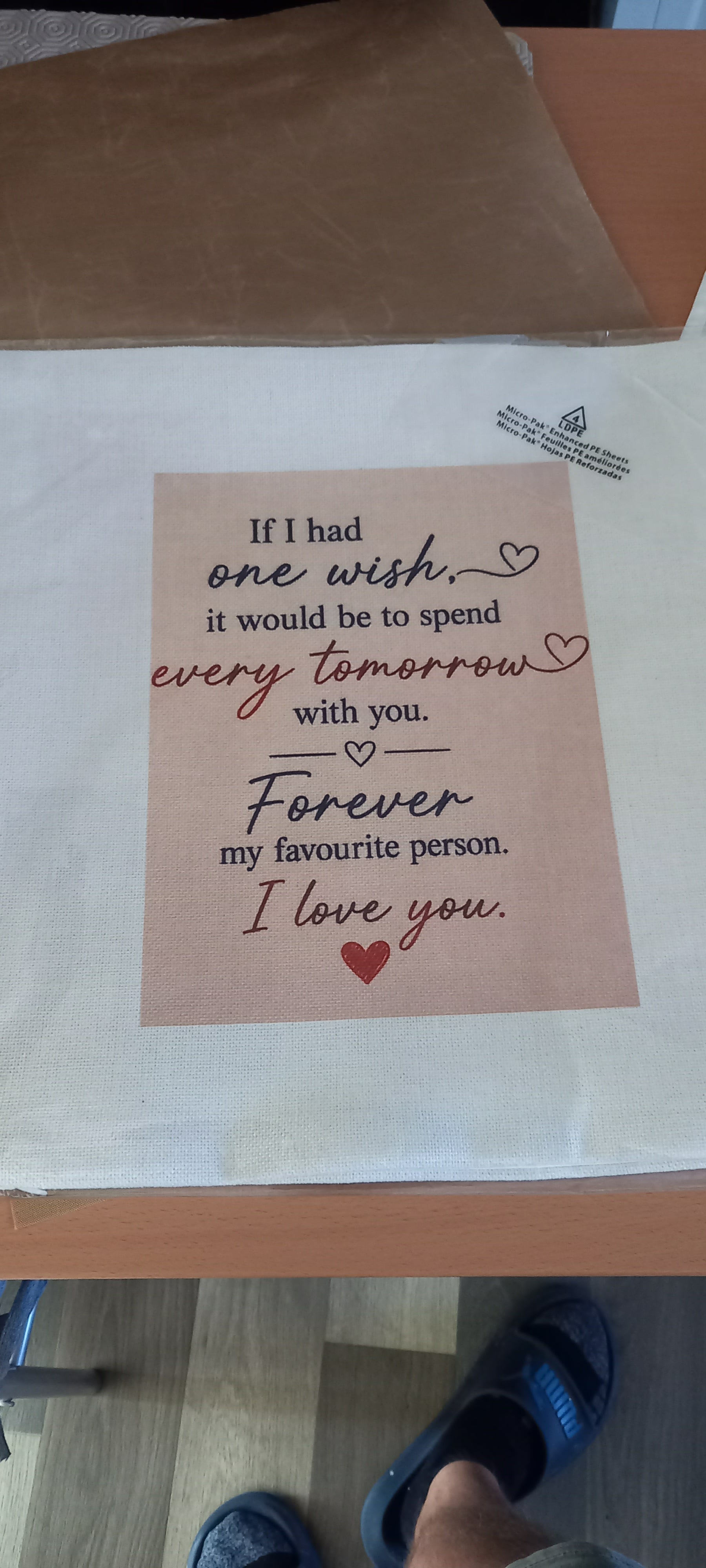 Cushion with romantic sentiment print - If I had one wish