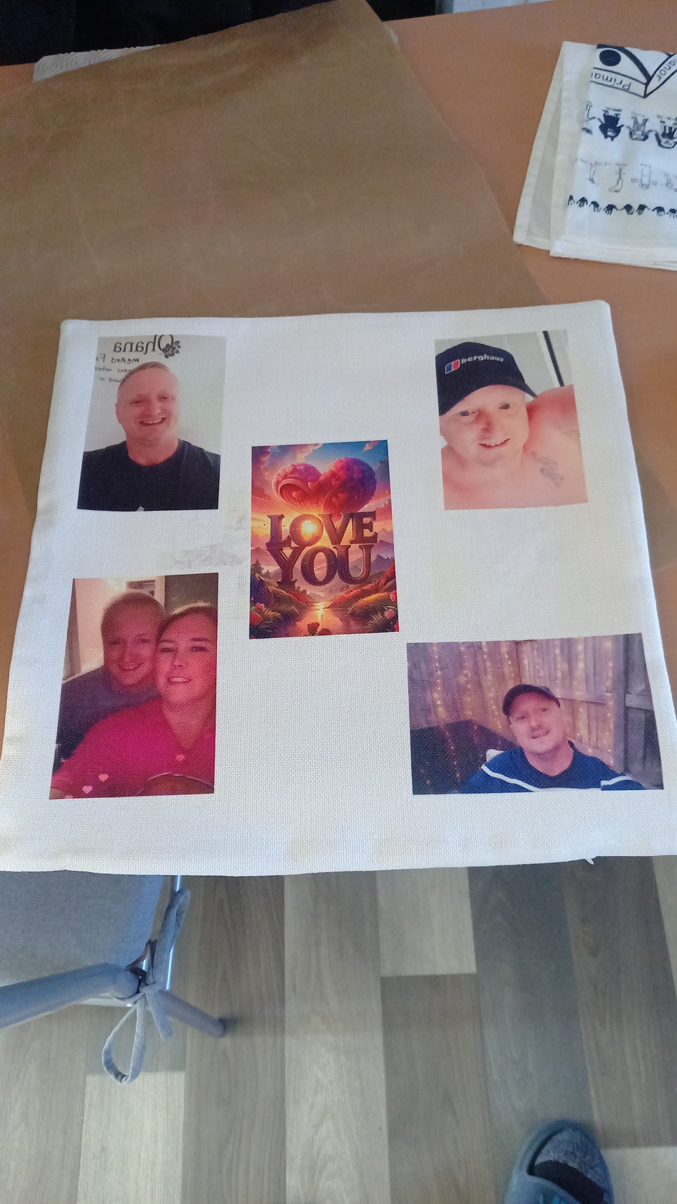 Personalised photo collage cushion with family photos